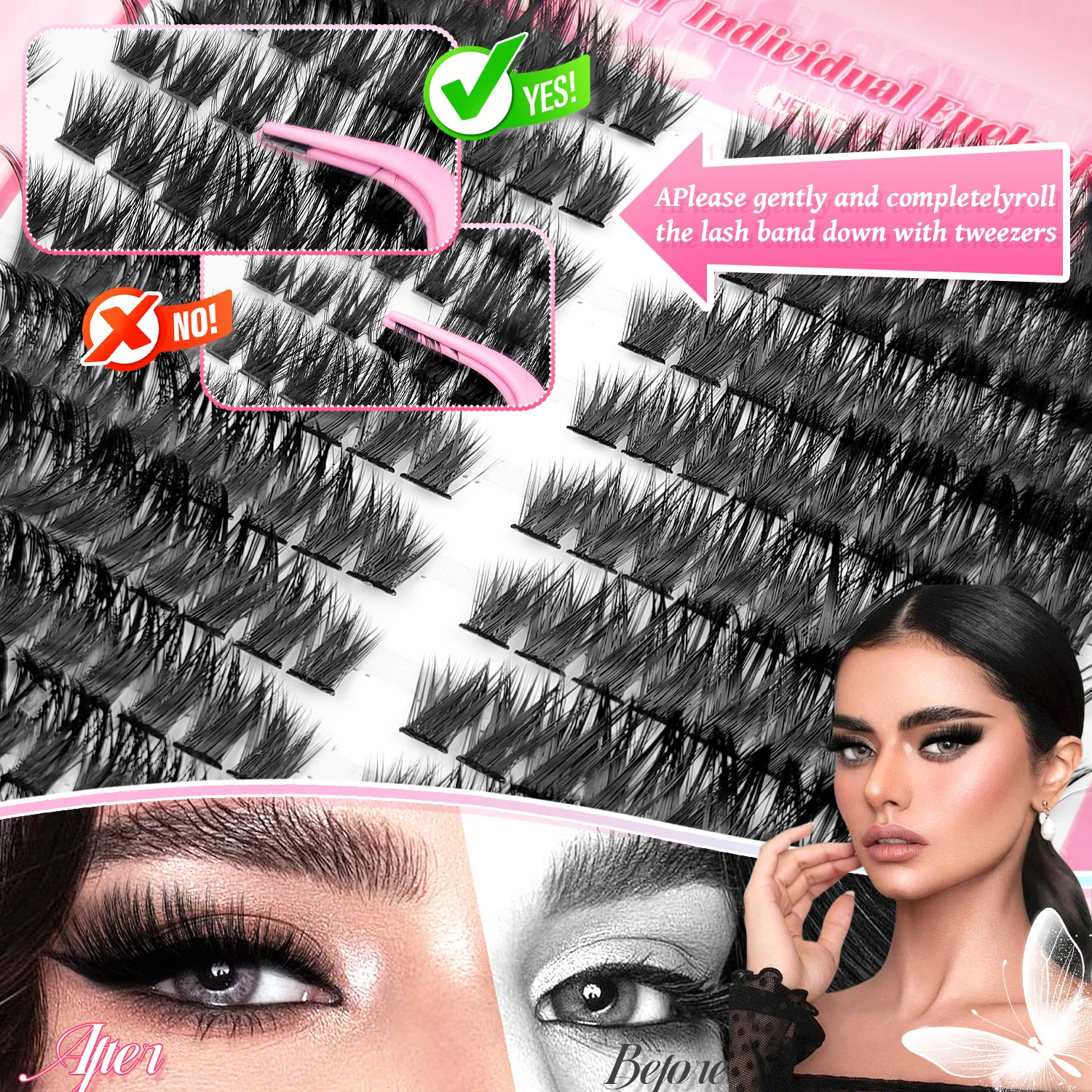 Picture 6: 592pcs Mixed Length Eye Kit, Including 506080100D, D Curl False Lash Clusters for Different Make-up Styles Natural Dense Thick.