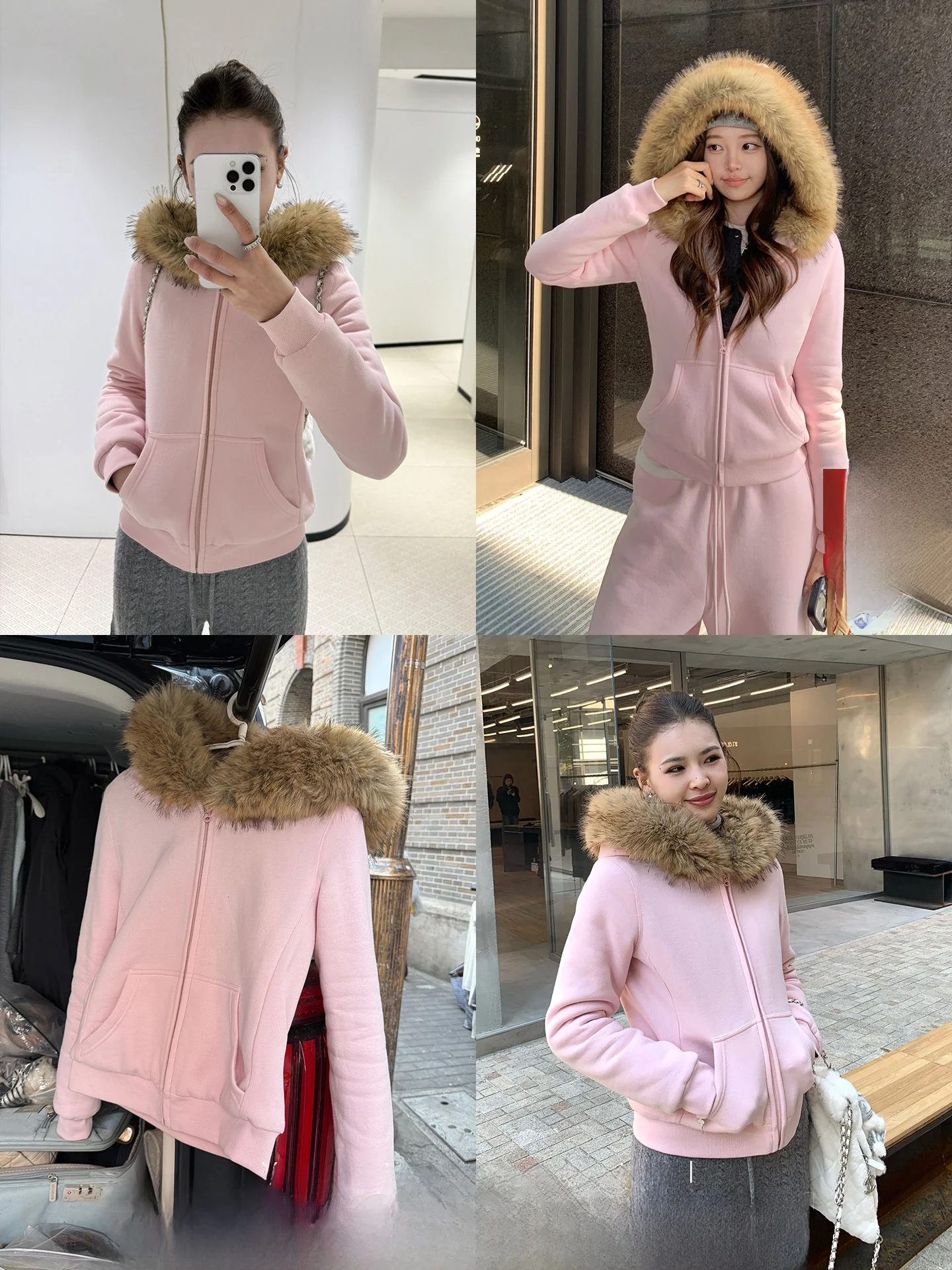 

Женская утепленная толстовка Xzichic с воротником из кроличьего меха, экологичная, с внешней отделкой из норки, на молнии, с длинными рукавами, цветная