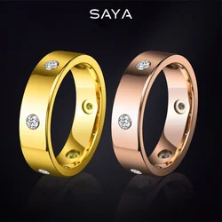 2023 New Tungsten Gold Rings for Men And Women Fashion Shining Zircon Keepsake Party Wedding Fine Jewelry, Free Engraving