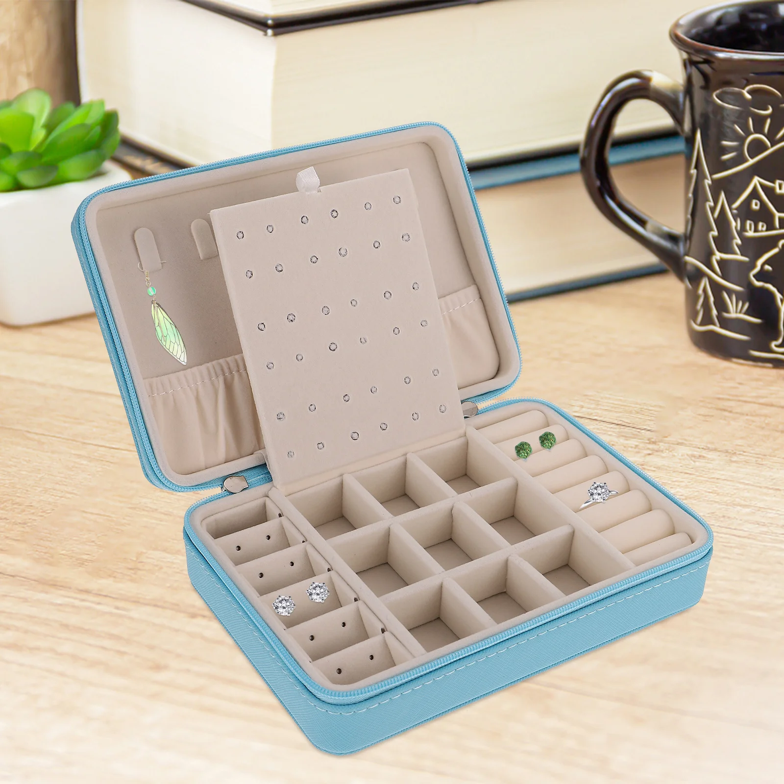 

Jewelry Storage Box Premium Material Large Capacity Portable Jewelry Organizer Travel Case Ring Necklace Holder