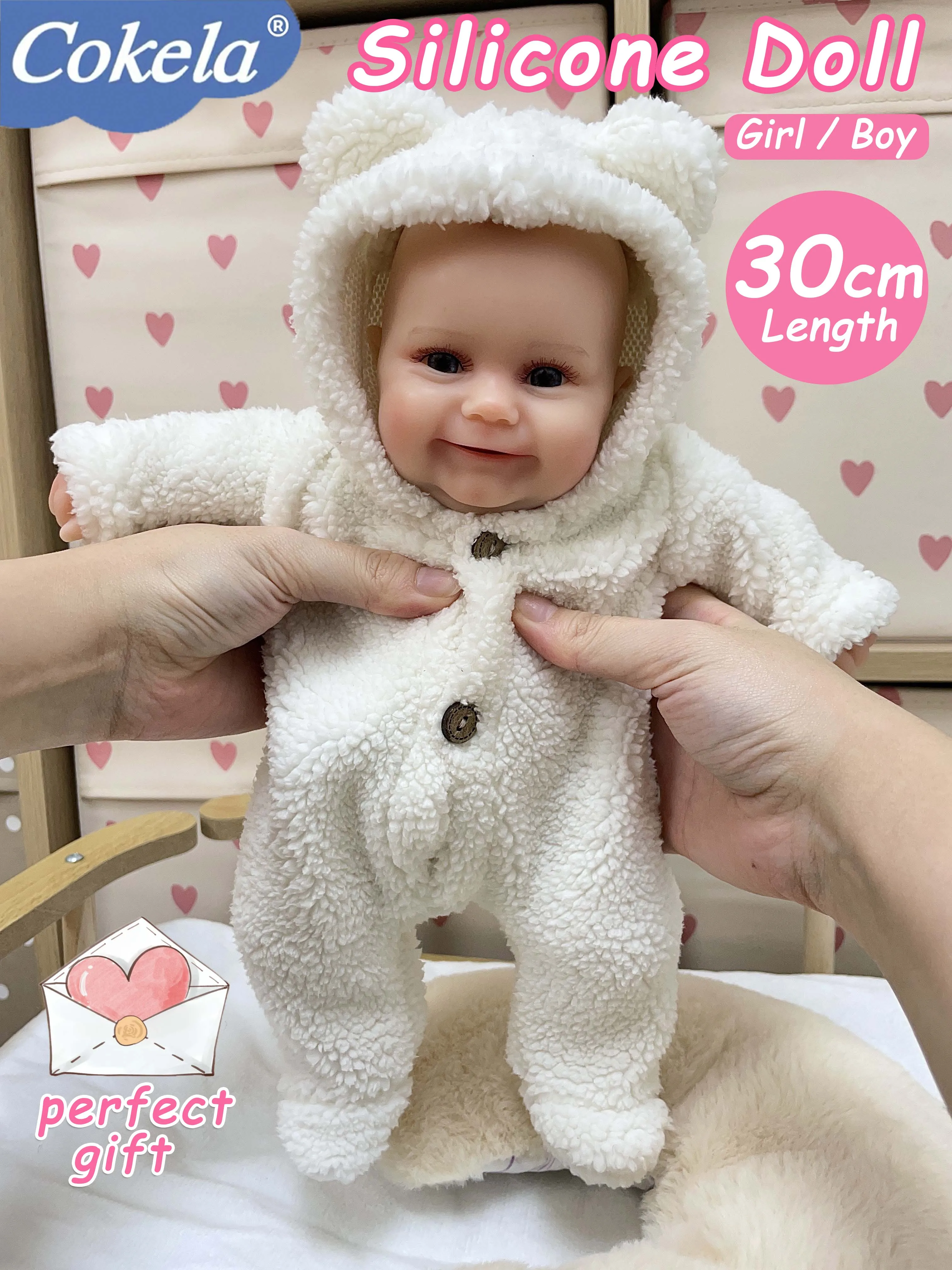 

Cokela 30cm Realistic Silicone Newborn Reborn Baby Solid Silicone Doll Real Soft Touch Cute Silicone Doll Toy Gifts