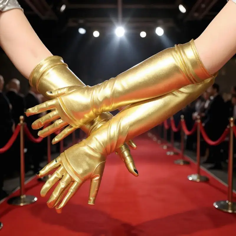 Adult Long Patent Leather Cosplay Gothic Style Nightclub Performance Gloves Halloween Costume Accessories Sexy Tight Gloves