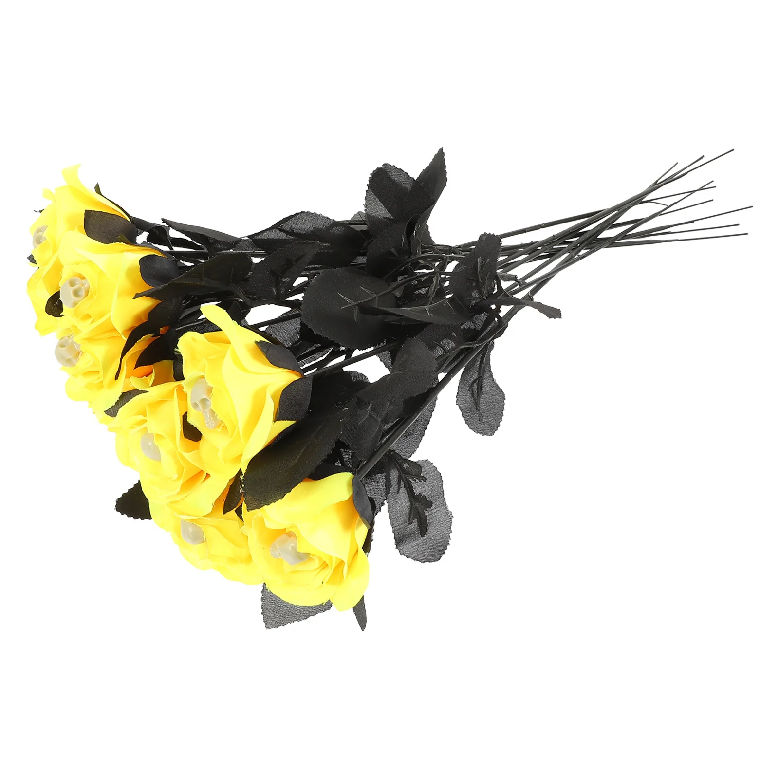 

10 Pcs Fake Rose Halloween Decorations Skulls Roses Party Goods Polyester Bouquet