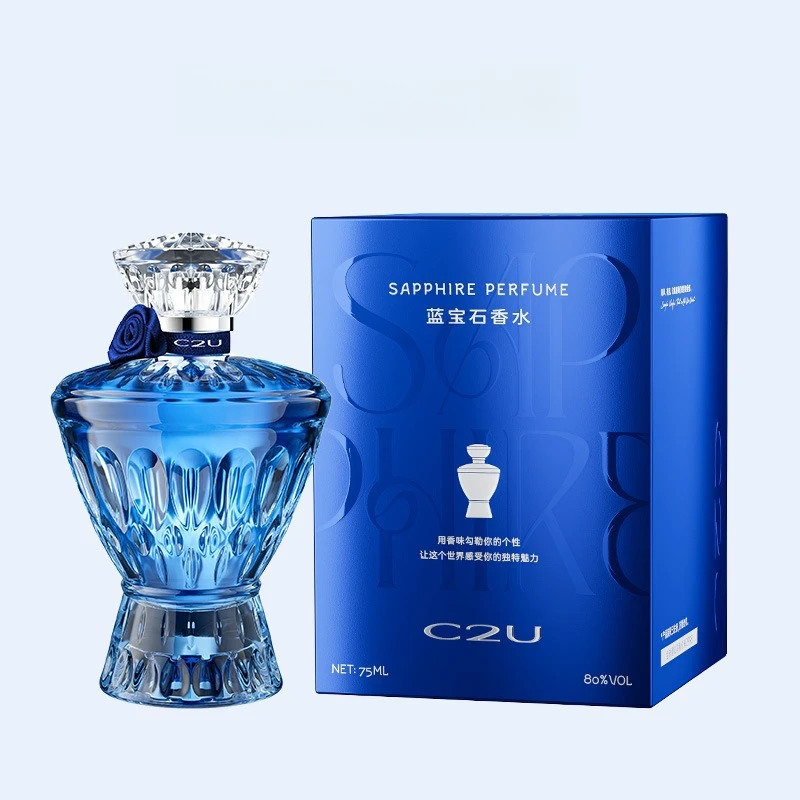 

75ml Sapphire Women's Perfume Floral Fragrance Long Lasting Eau De Parfum Crystal-Cut Bottle Perfect Gift Choice