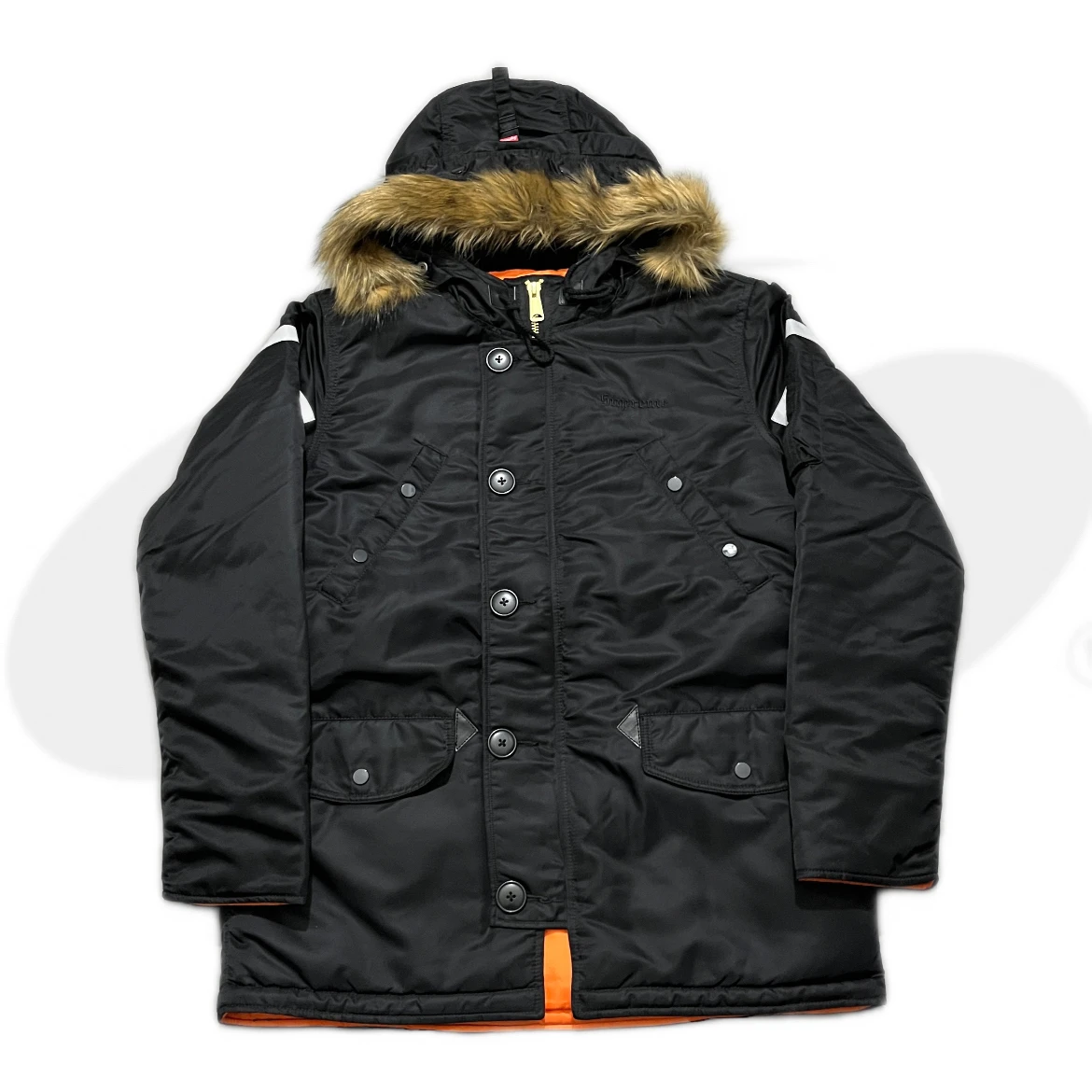 

Thiened N3B Winter Parka Coat Removable Fur Collar Medium Length Cotton Jaet for Men Youth Casual Warm Long Sve Coat