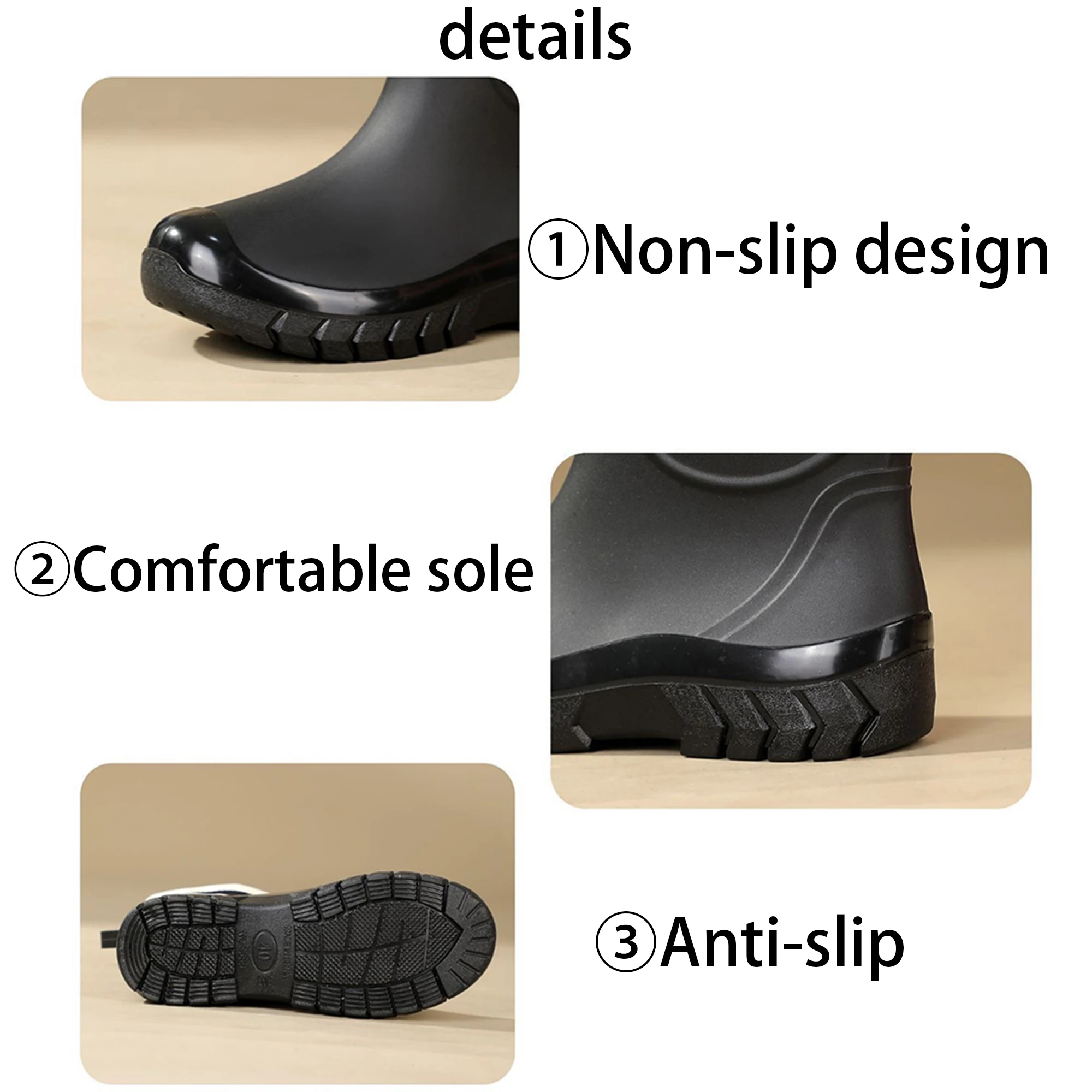 Modische, leichte, wasserdichte und rutschfeste Damen-Regenschuhe für Outdoor-Aktivitäten – Detail 3