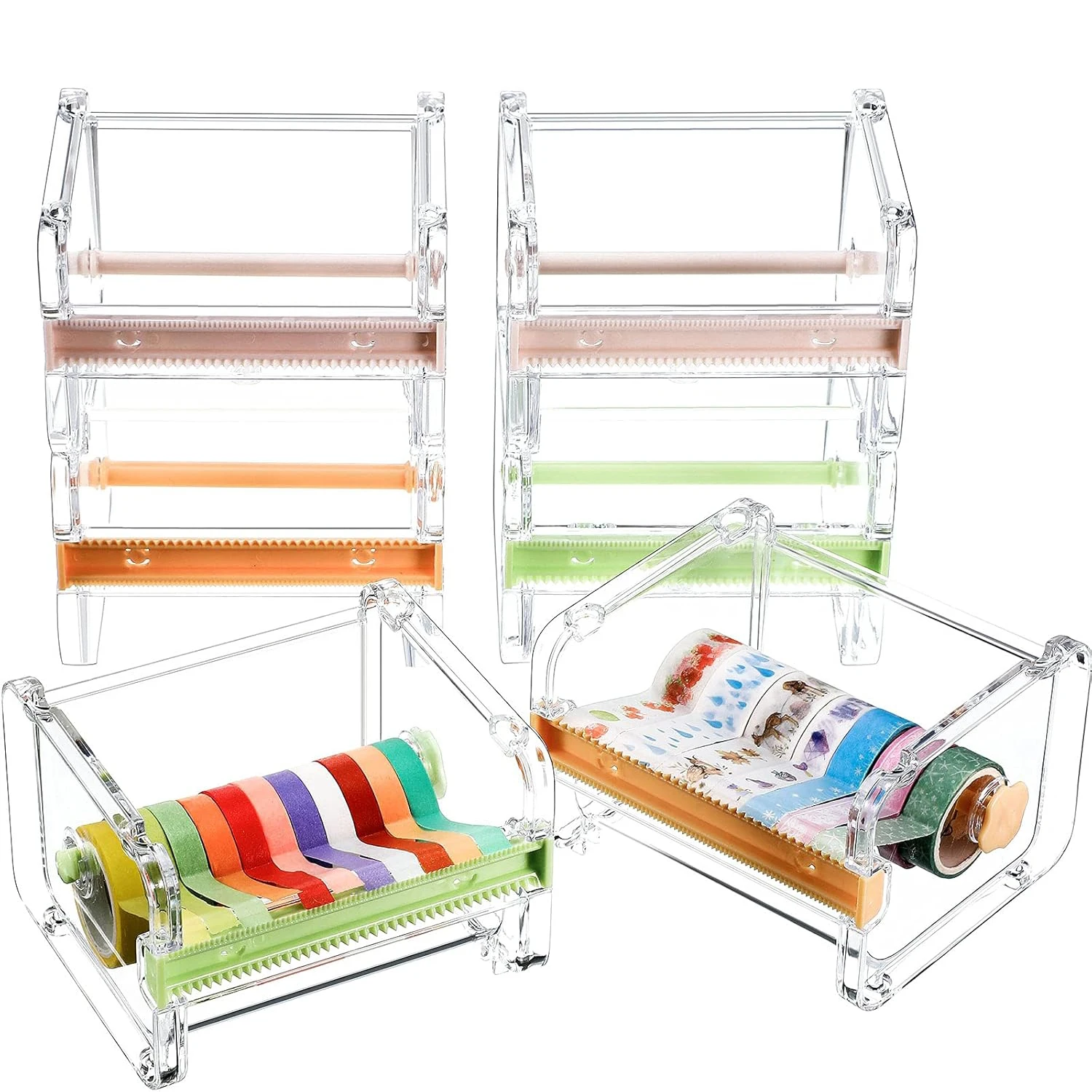 1 Pcs Transparent Visible Washi Tape Dispenser Multi Masking Tape Cutter Roll Tape Holder Organizer Desktop Office Tape Holder