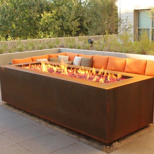 

Camping Patio Heater Outdoor Decorative Corten Steel Gas Fire Pits Table