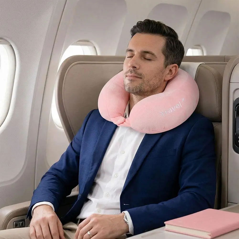 Memory-Schaum U-förmiges Nackenkissen für Reisen & Flugzeuge - Ergonomisches Nackenstützkissen mit tragbarem Design und waschbarem Bezug ﻿