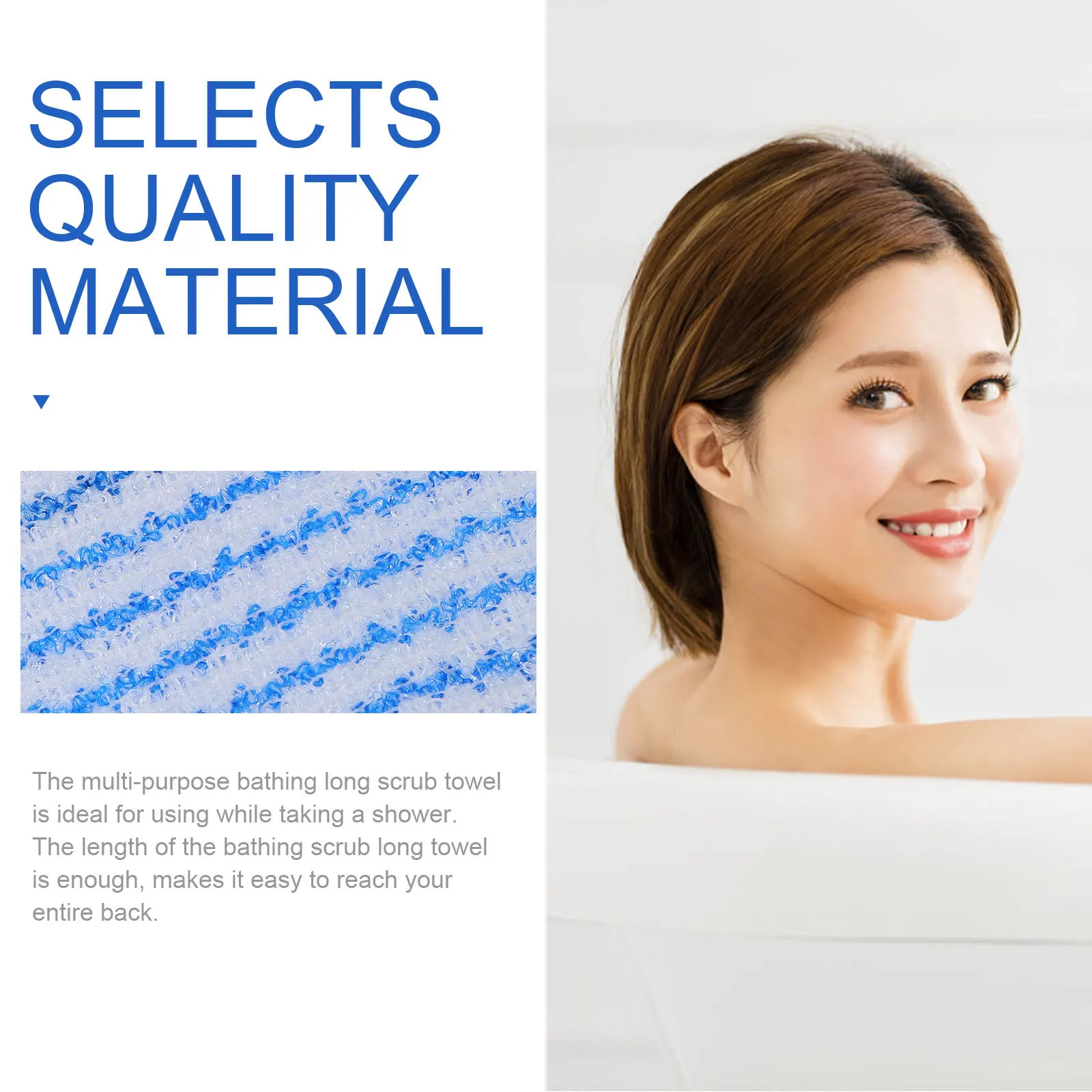

1Pcs Double-Sided Long Bathing Scrub Towel for Back and Body Exfoliating Shower Cleaning Tool Deep Cleansing Skin Care Accessory