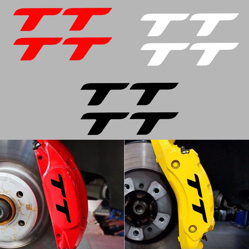 6pcs for Audi TT Emblem Car Decals Vehicle Caliper Sticker Tire Brake Cover Body Film Styling Auto Wheel Refitted Decoration
