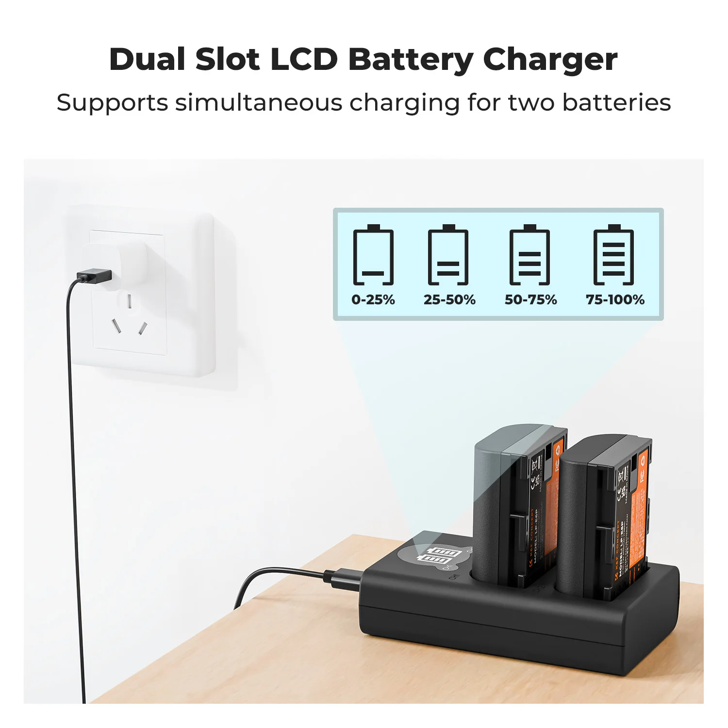 K&F CONCEPT 캐논 EOS R8 R7 R6 R5 R5 Mark II R 5D 6D II 7D 80D 90D용 LP-E6P 배터리 2개입 + 2400mAh…