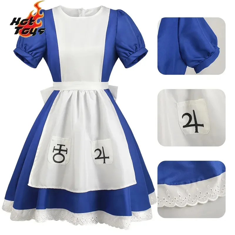 Anime alice loucura retorna cosplay avental de empregada vestido jogo loucura retorna alice cosplay traje para meninas festa de halloween
