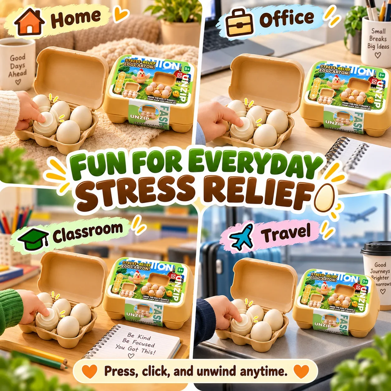 New Egg Carton Fidget Clicker Toy Button Press Mechanical Switch Sensory Stress Relief Desk Gadget Novelty Gift Set 2026