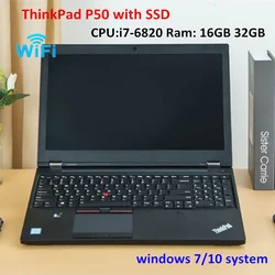 2023 Hot ! Used laptop ThinkPad P50 i7 6820 16g/32g Ram with WIFI Bluetooth Diagnostic Computer can Work for Alldata Star C4 C5