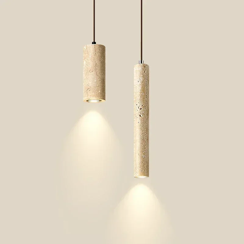 Yellow Travertine lamp bedroom chandeliers bedside pendant lights retro living room lights bar counter hanging lamps lighting view 5