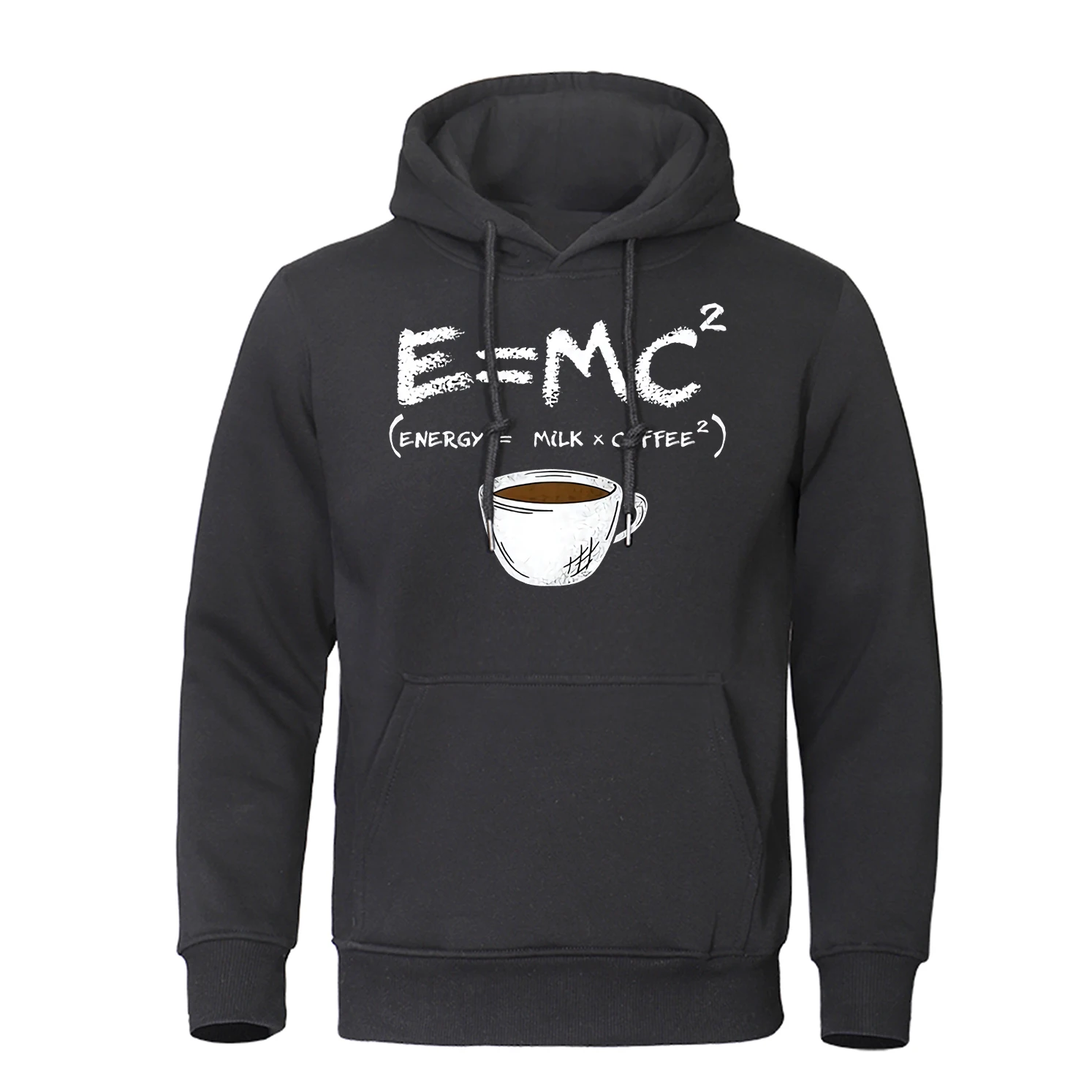 Energy=Milk+Coffee Printed Funny Fleece Hoodie Men's Loose Oversized Hoodies Fashion Casual Sweatshirt Street Hip Hop Hoody Man