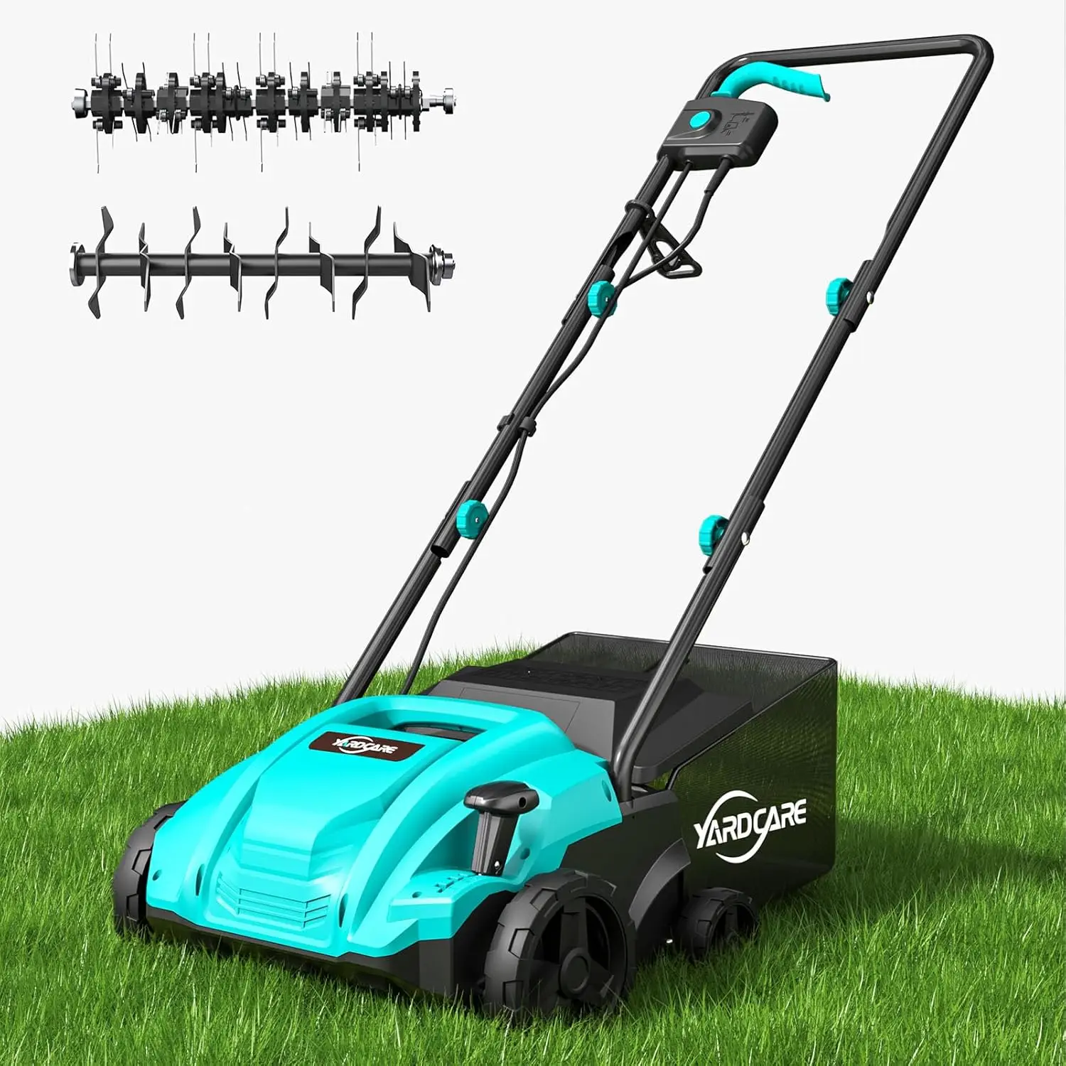 13-Inch 2-in-1 Electric Dethatcher & Scarifier, 12 Amp Motor, Adjustable Depth, 8 Gal Bag for Lawn Health