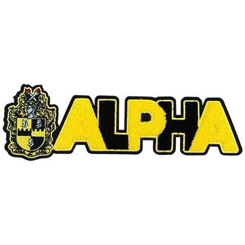 Large Chenille Old Gold and Black Fraternitry Alpha Phi Alpha Round with Tail Greek Number Since 1906 Chenille Patch for Hoodies