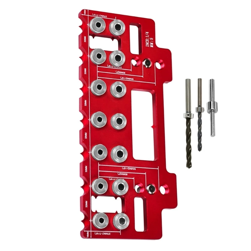 Shelf Pin Jig 1/4Inch Shelf Pin Drilling Guide Precise Cabinet Mounting Templates Jig 32mm Woodworking Straight Hole