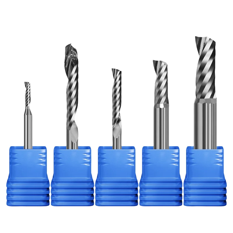 1pcs Single Flute Spiral Carbide End Milling Cutter CNC 3D Engraving Router Bit Acrylic PVC Wood MDF Aluminum D3.175/4/6/8/10/12