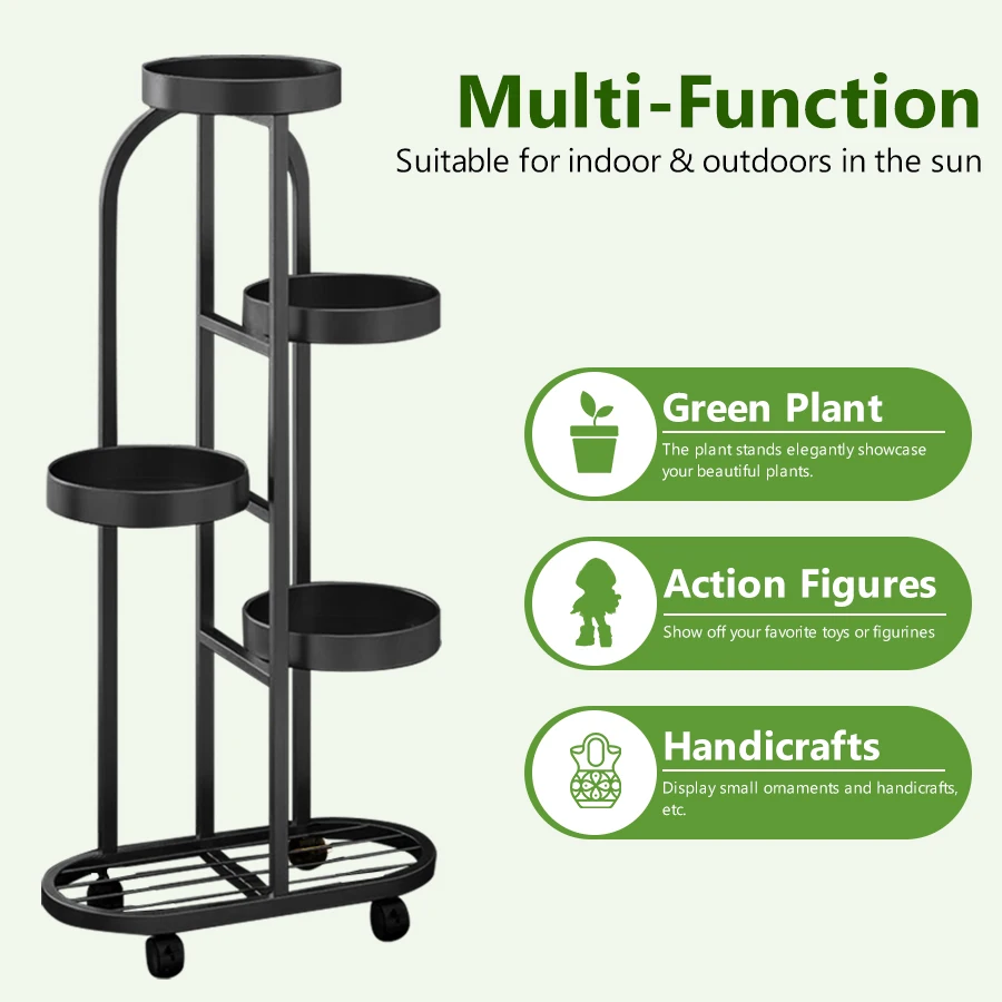 حامل نباتي، حامل زهور، رف أوعية زهور من الحديد المطاوع، رف شرفة قائم على الأرض، رف نباتات داخلي #3