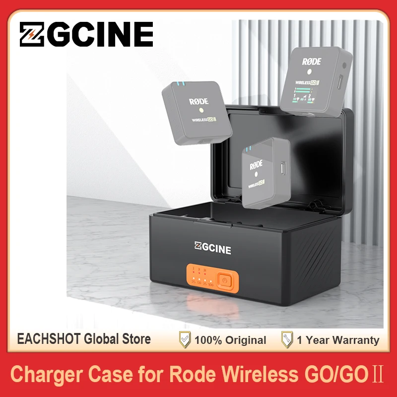 ZGCINE PS-R30 Pro Charging Case for Rode Wireless GO/GOII Single Fast Charging Box 3400mAh Built-in Battery Power Bank G0 2