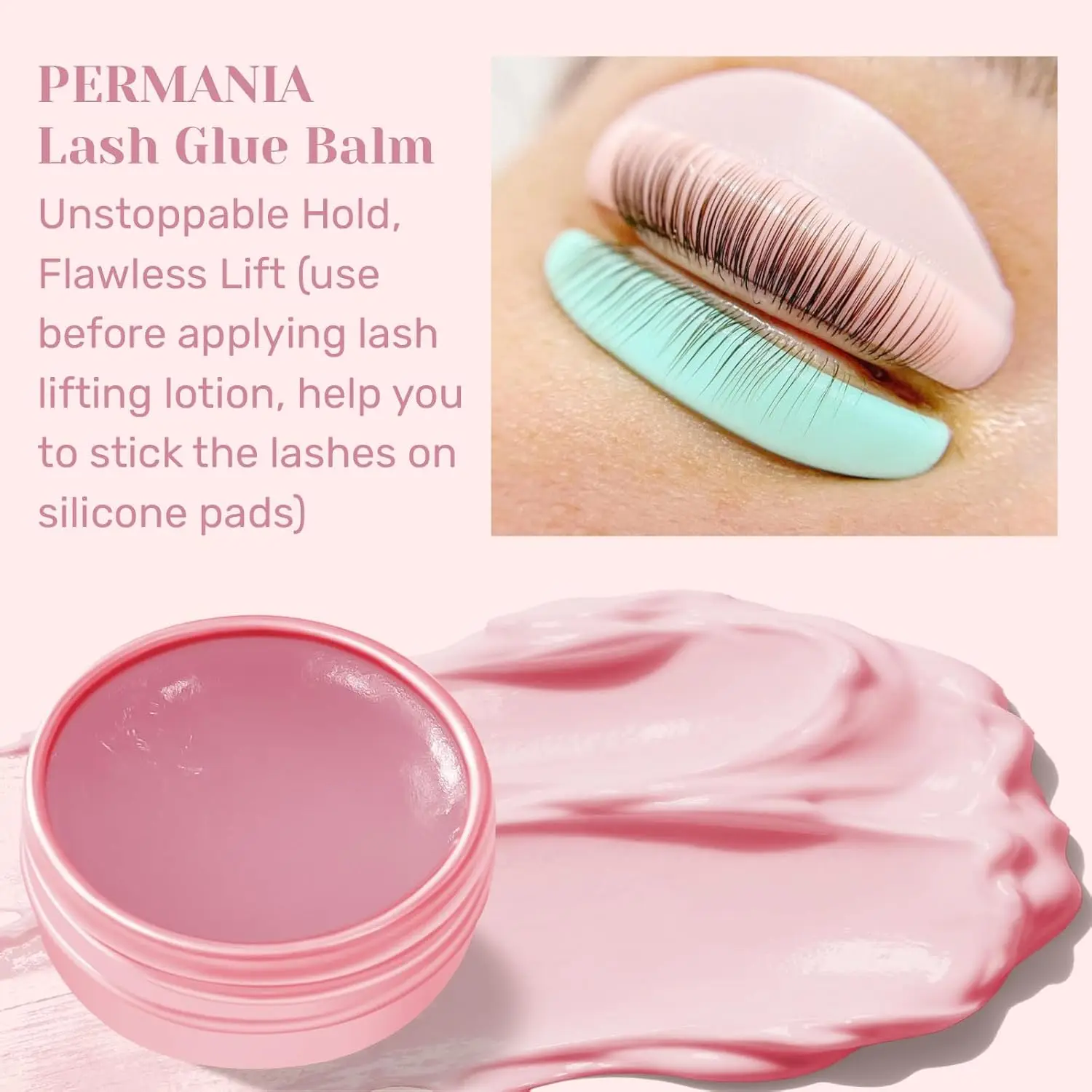 PERMANIA Lash Lift Glue Lash Lift Glue Balm Rosa Perfume Secagem Rápida Bálsamo Adesivo para Perming de Cílios e Laminação de Sobrancelhas