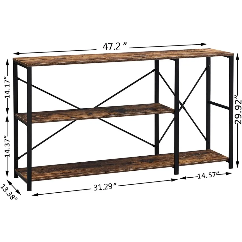 Consoletafel Voor Ingang, Rustieke Lange Banktafel Met Plank, Industriële Opslag Entree Tafel Gang