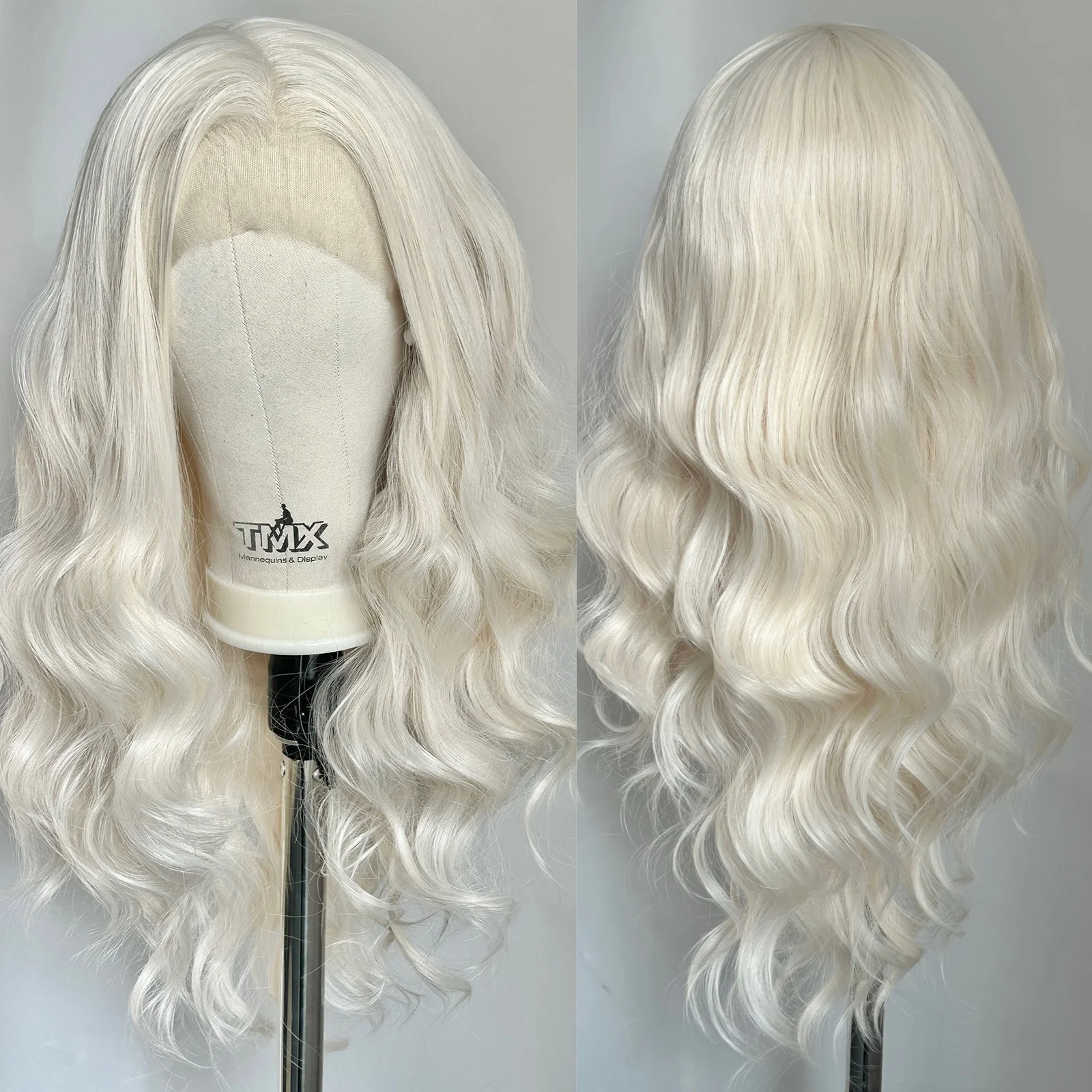 Long Blonde Body Wave Lace Front Wigs for Women Free Part White Platinum Blonde Curly Wavy 13X4 Glueless Synthetic Daily Cosplay