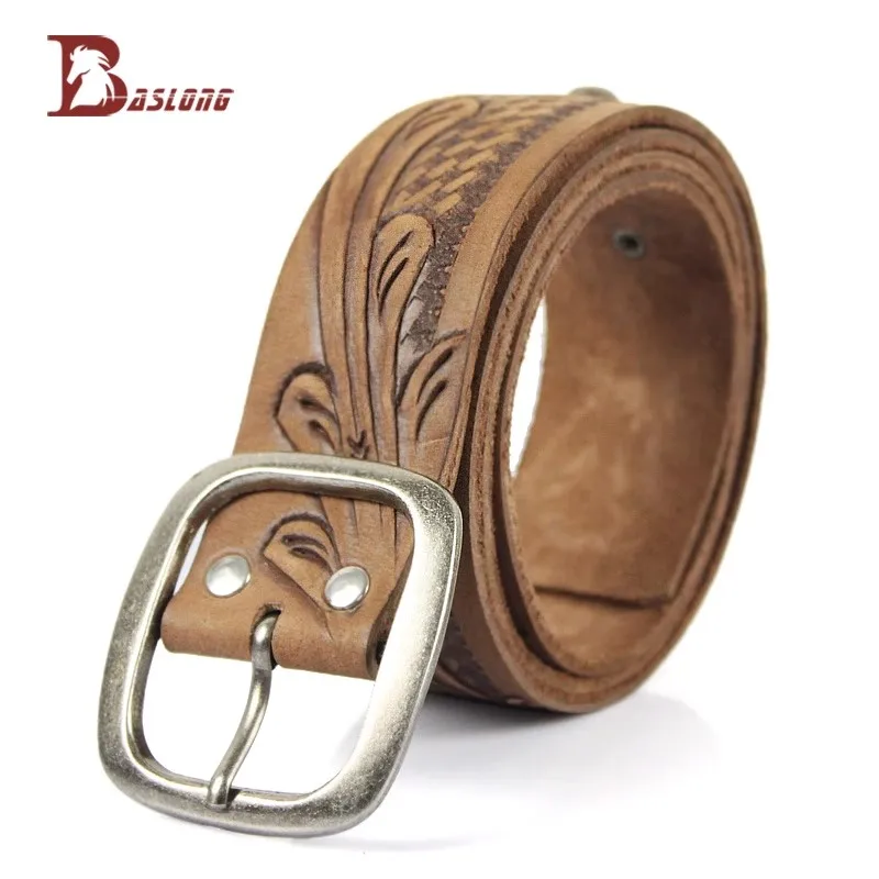 Baslong เข็มขัดขี่ม้าเข็มขัด Western คาวบอยอัศวินอุปกรณ์ First Layer Cowhide อัศวินเสื้อผ้า Retro Elegant เข็มขัด