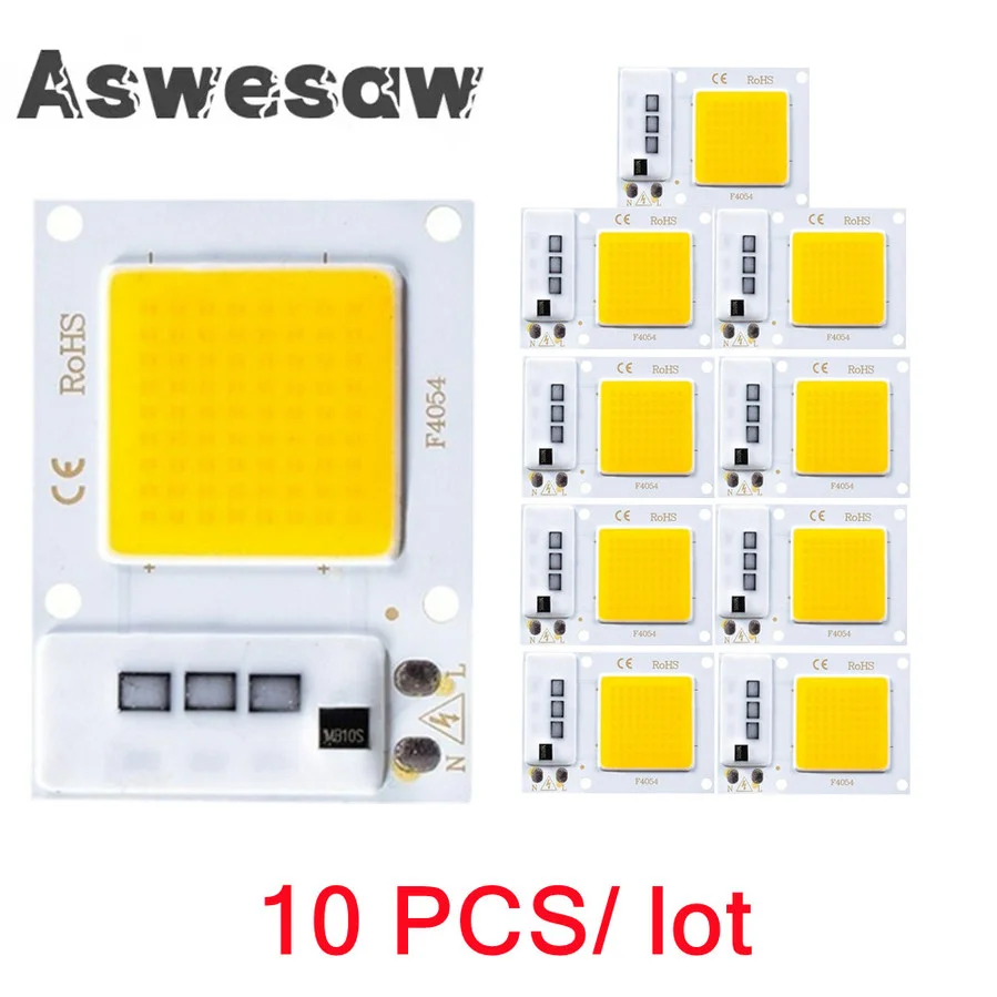 10PCS LED Chip 10W 20W 30W AC 220V COB Chip Smart IC No Need Driver LED Bulb LED Lamp Beads Flood Light Spotlight Diy Lighting