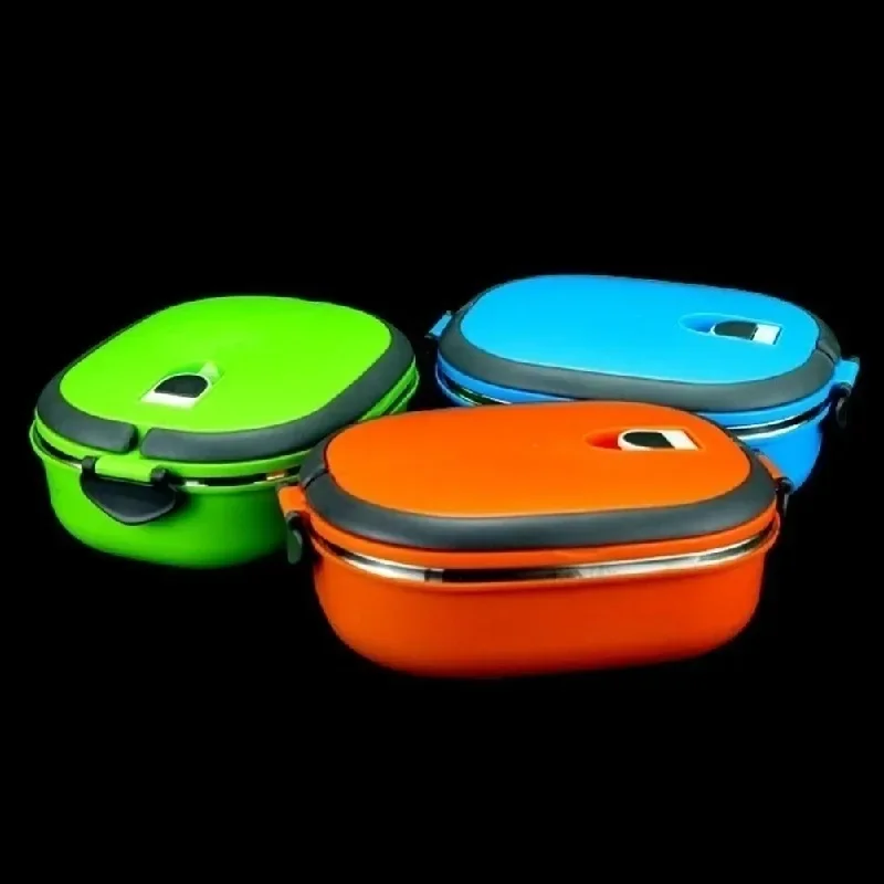 1 Pcs Portable Single Layer Rectangular Stainless Steel Bento Box Sealed Student Lunch Box Food Storage Container Random Color