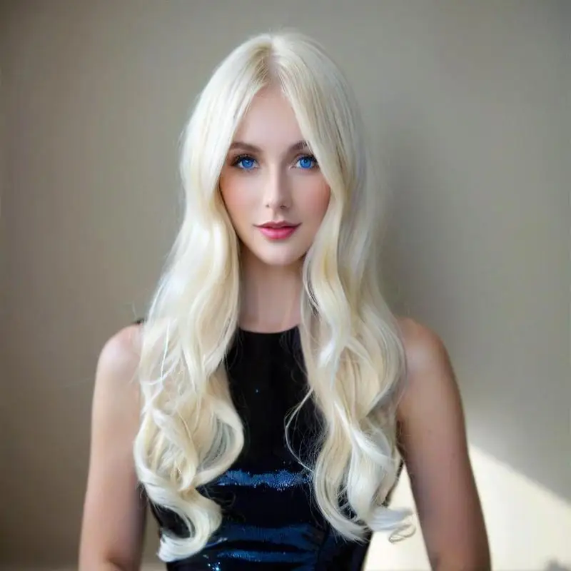 European and American cross-border best-selling long curly hair, middle-parted, full-head voluminous wavy wig