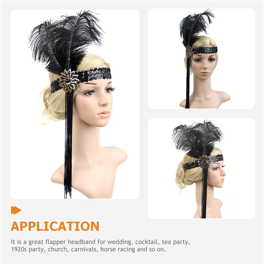 

Flapper Fascinator Long Tassel Feathering Headband Vintage 1920S Party Tea Wedding Carnival Horse Racing Headpiece For Women