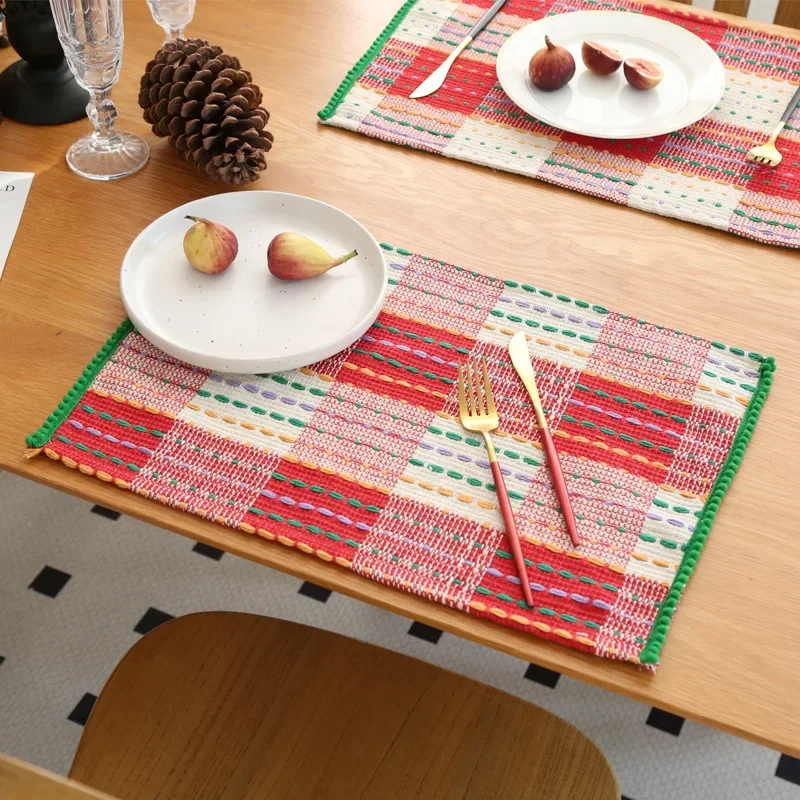 2PCS Cute Colorful Meal Mat Home Christmas Desktop Decoration Thickened Western Food Mat Anti Scald Mat