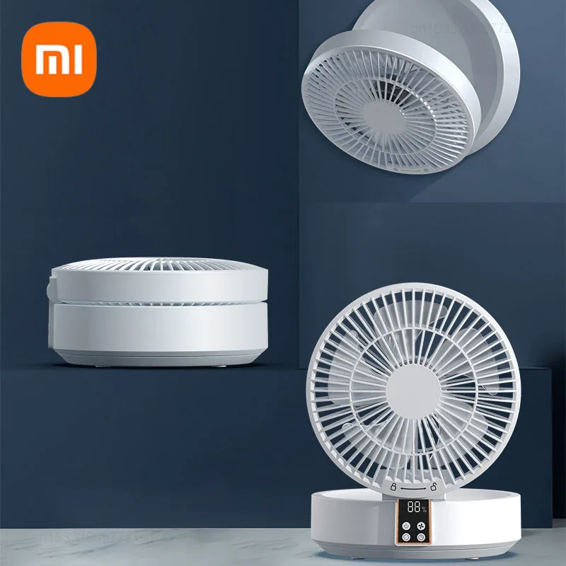 Kipas Xiaomi, kipas Xiaomi dengan Remote kontrol gantung dinding portabel yang dapat diisi ulang Usb, kipas lipat elektrik, lampu malam, pendingin udara, kipas rumah tangga