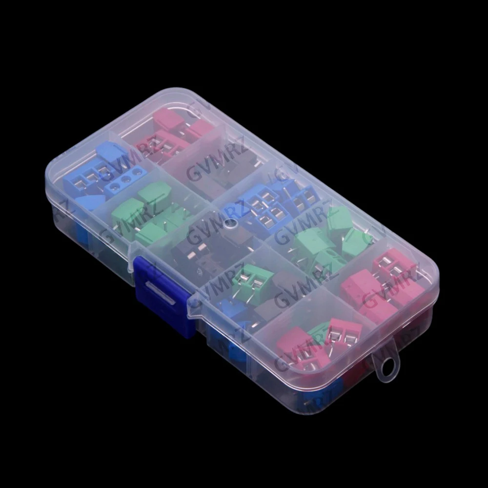 68PCS KF301-2P 3P Screw Terminal 5.0mm PCB Interlocking Terminal Connector Red Black Blue Green Black 1P 2P 3P