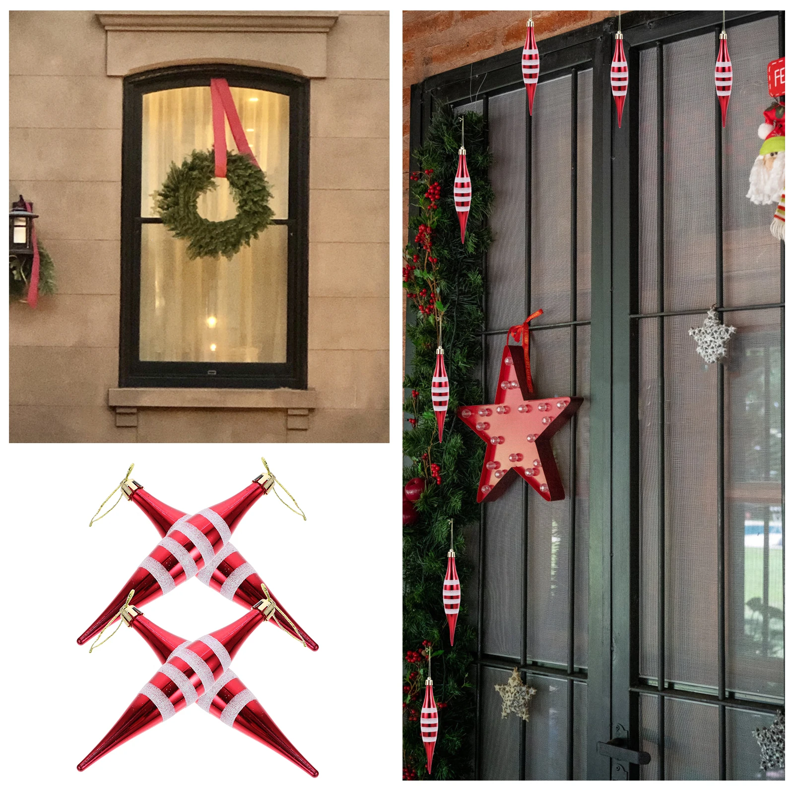 

4Pcs Christmas Tree Pendant Hanging Decorations Tapered Xmas Ornaments for Holiday Party Tree Decoration Pendant Festive