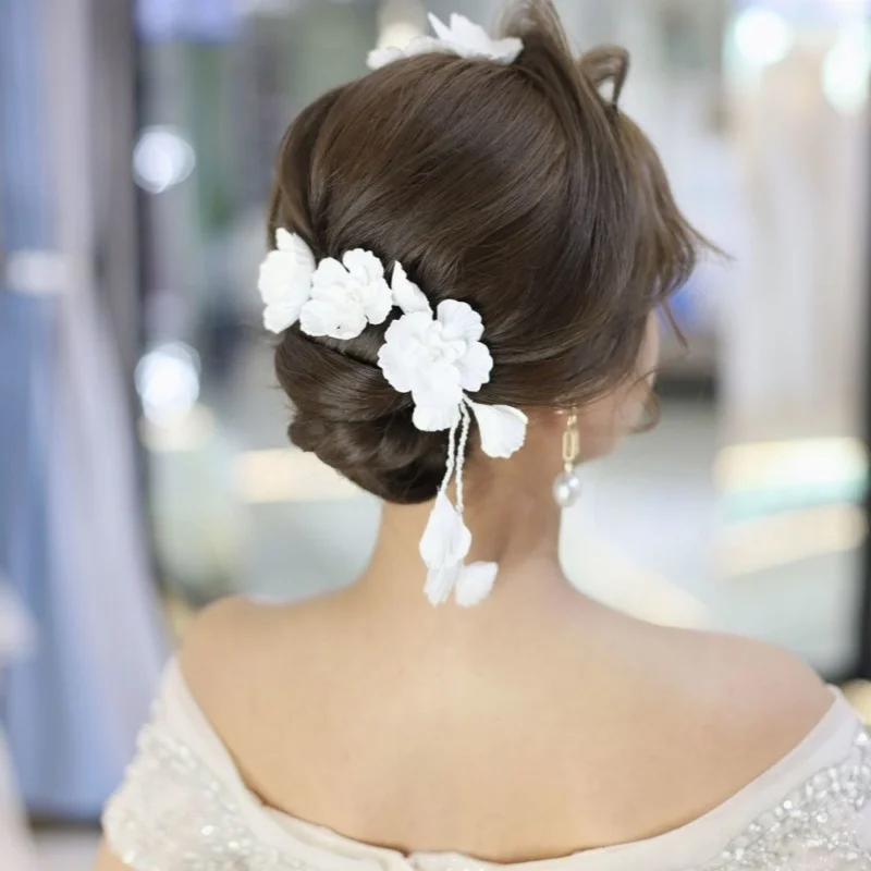 Flower Pearl Handmade Headband Hairband Tiara For Women Party Prom Bridal Wedding Hair Accessories Jewelry Band Headband Tiara