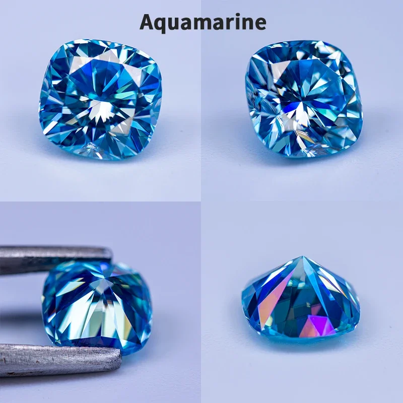 Moissanit-Steine, quadratische Kissenform, verschiedene Farben, VVS1, Edelsteinperlen für die Herstellung von Schmuck, Ringe und Halsketten, mit Zertifikat. – Detail 18