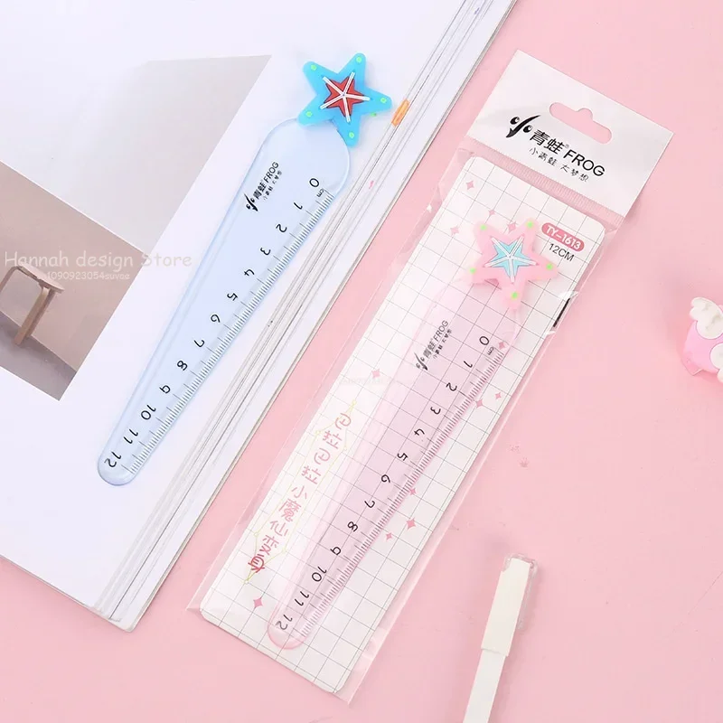 Cute Carrot Star Sword Kawaii Stationery Cartoon Drawing Gift Office School Kitten Straight Plastic Ruler