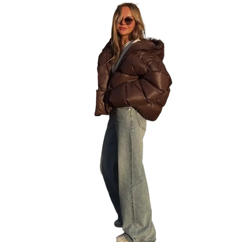 

Pure Color Short Cotton Coat Women Casual Lapel Full Sleeve Single Breasted Loose Jacket Lady 2026 Winter Office Commute Outwear