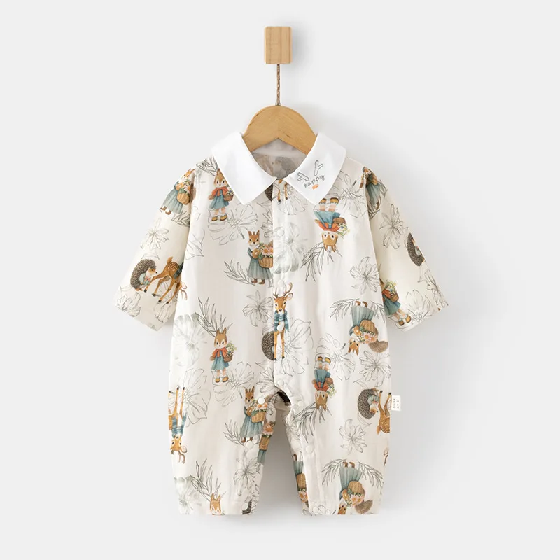 

Детский летний комбинезон из марли, ультратонкий, с длинными рукавами, с белым воротником, для детей, для использования в помещении с кондиционером, для новорожденных