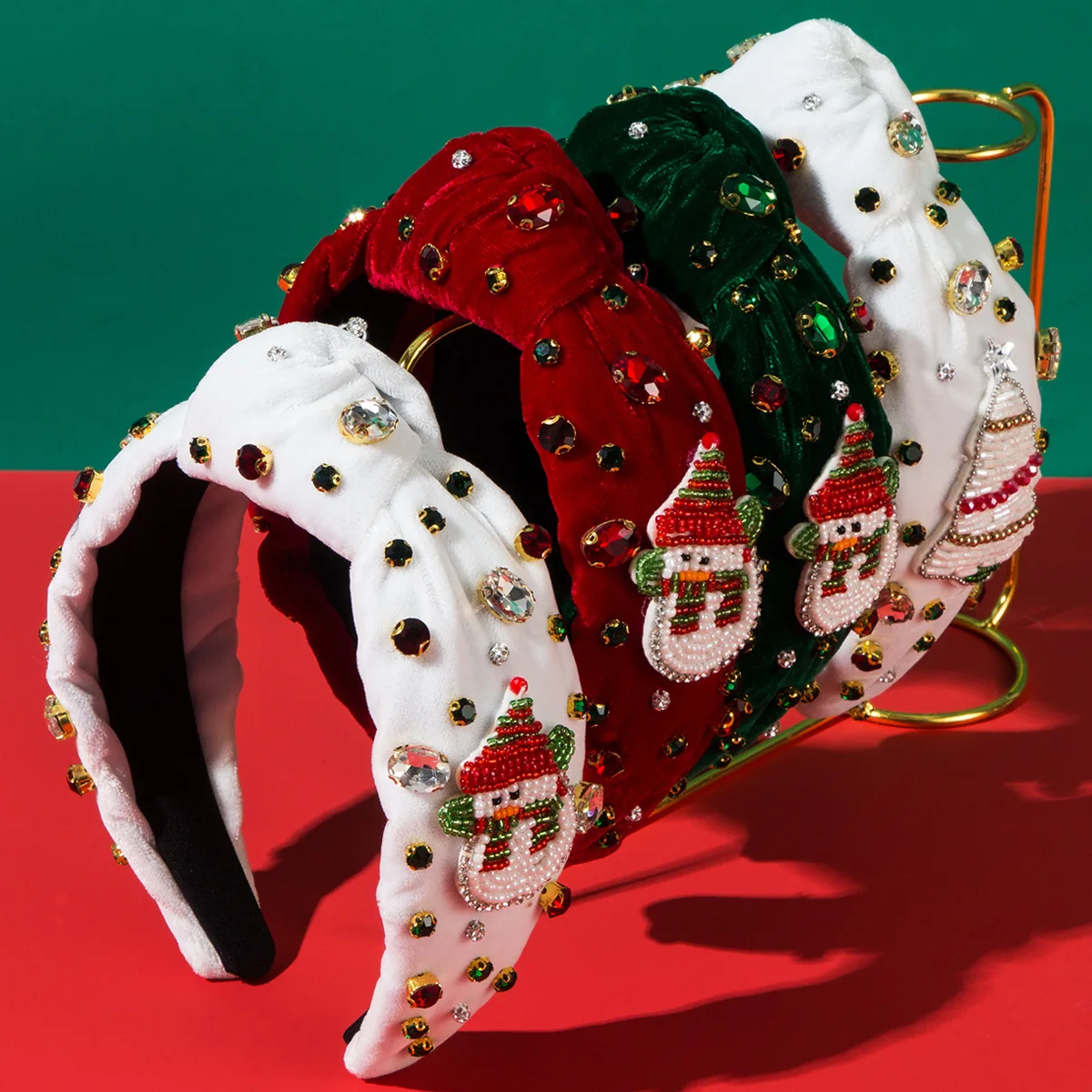 

Хит продаж: Рождественская фланелевая повязка на голову с бриллиантами и ручной вышивкой бисером, с изображением Санта-Клауса и елки, для праздничных вечеринок.