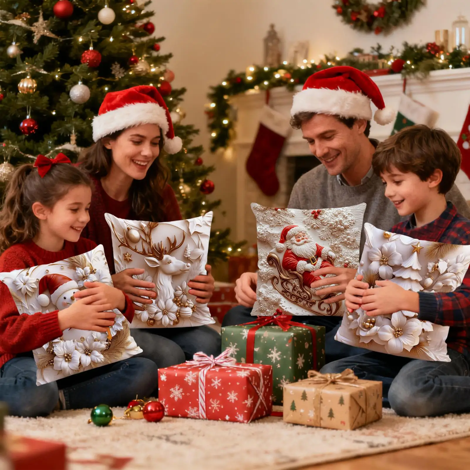 Christmas Pillow Covers Cute Modern Christmas 18x18inch Pillow Covers For Home Room Bedroom Living Couch Sofa Bed Patio Porch