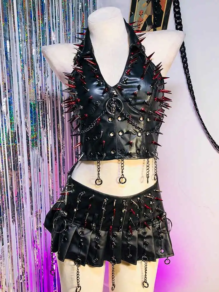 

DIY Grunge Eco Skull 2025 Harajuku Teen Y2K Halter Camisole TOPS Gothic Tank Punk Rock 90s Goth Kawaii E-Girls Emo 80s Hand Made