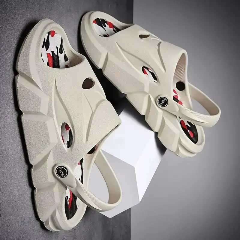 

Летние мужские тапочки из ЭВА, новые модные мягкие повседневные шлепанцы, сандалии на очень толстой подошве, уличная пляжная садовая обувь, нескользящие мужские сандалии