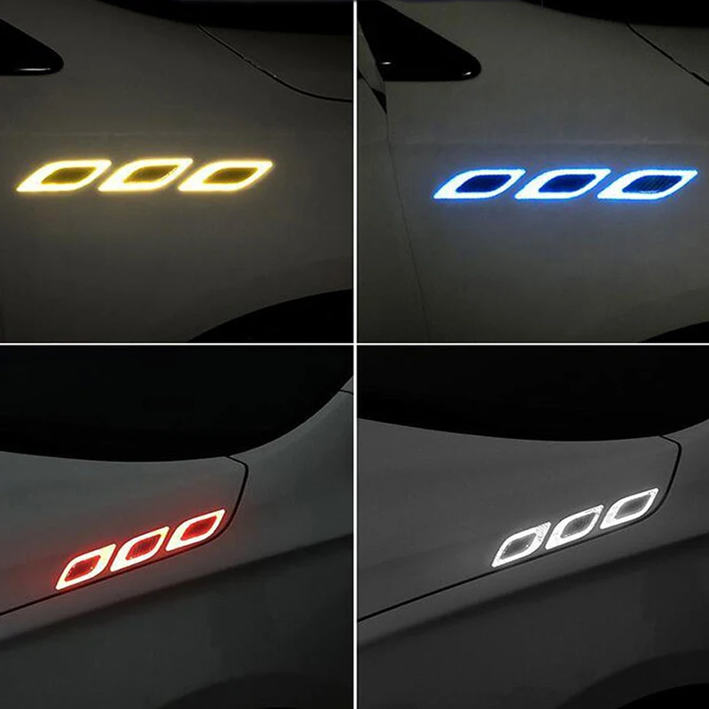 3D Car Styling Reflective Strips Carbon Fiber Reflector Sticker Truck Auto Safety Warning Tape Car Exterior Accessories 6pcs