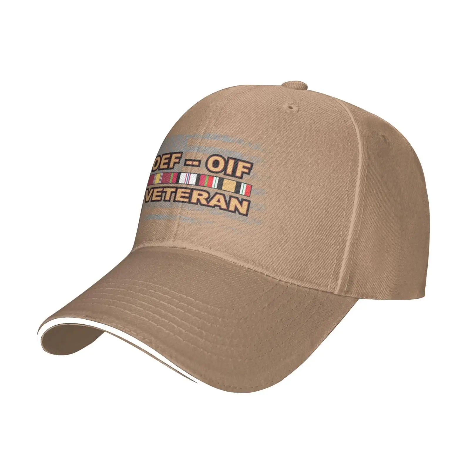 Operations Enduring Freedom (OEF) and Iraqi Freedom (OIF) Veteran Hat Baseball Cap Duck Tongue Cap Adult Sandwich Hat Natural